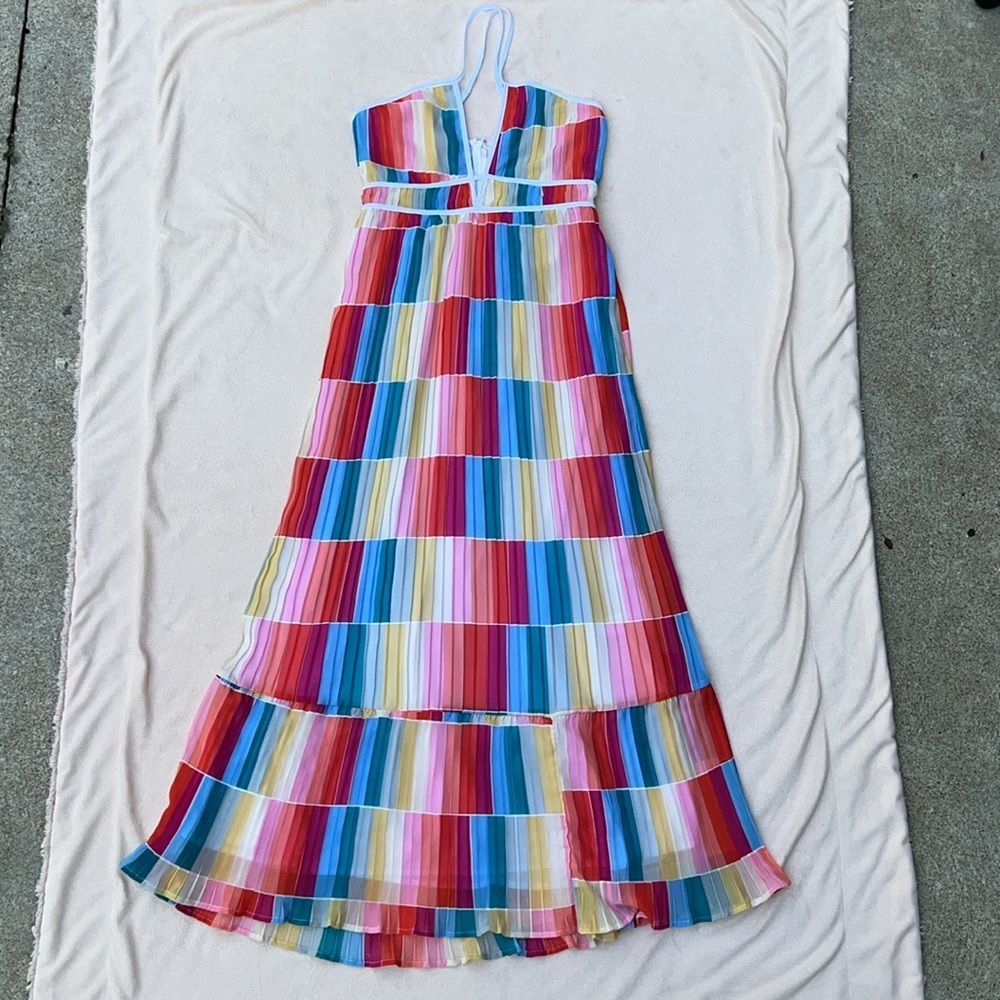 Fate rainbow multi-color summer maxi dress women’s size medium - Picture 5 of 16